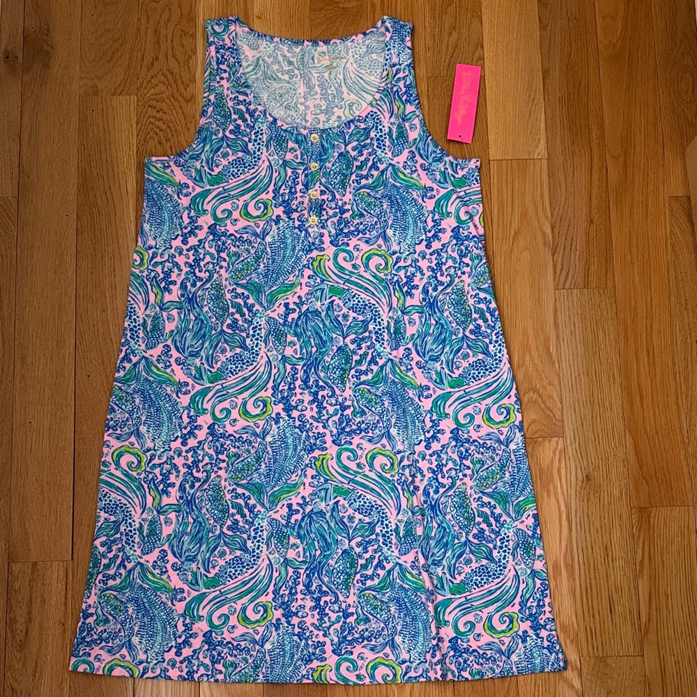 NWT Lilly Pulitzer Lela Henley Tank Pastel Mermaid Patterned Dress - Picture 6 of 6